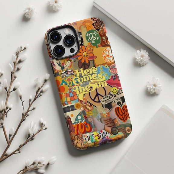 Retro Groovy 70s Pop Art Phone Case, Hippie Aesthetic with iPhone 17 16 15 14 13 12 11 Pro Max