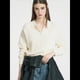 thumbnail image 4 of Camisa de Larga para Mujer, Informal, Holgada, con Cuello en V, para Trabajo Formal, Ropa de Otoño. Crema L, 4 of 9