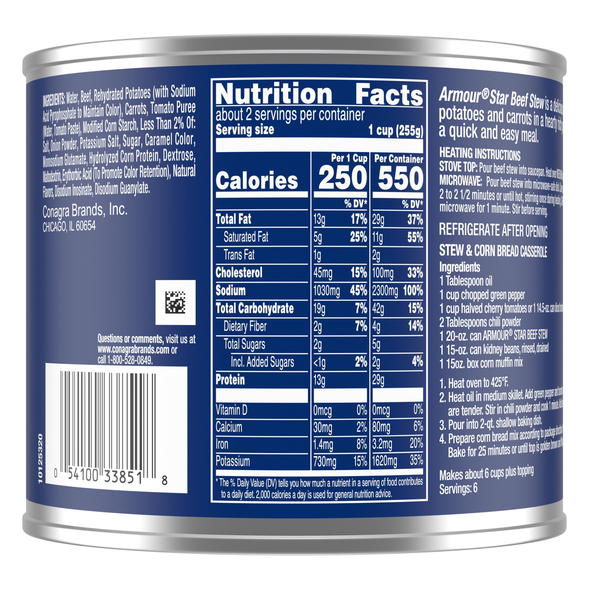 Armour Star Classic Homestyle Beef Stew, 13g Protein Per Serving, 20 oz Can