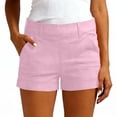 thumbnail image 5 of Cotton Linen Shorts for Women 2026 Elastic Waisted Trendy Comfy Short Casual Short with Pockets, 5 of 7