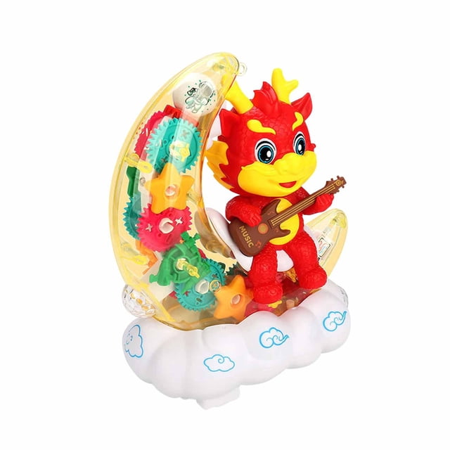 Juguete luminoso transparente, juguete interactivo musical con luces, juguete de engranaje eléctrico musical para niños y niñas