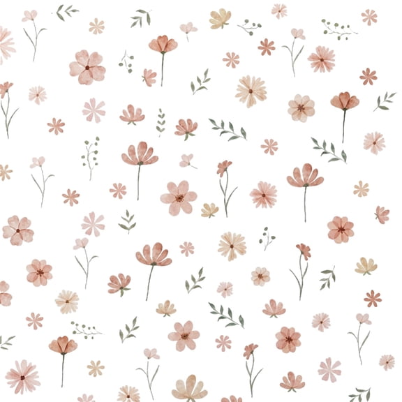 Neutral Pastel Floral Wall Decals, 18 Pieces Watercolor Small Flower Peel and Stick Wall Stickers for Bedroom Living Room Home Decor