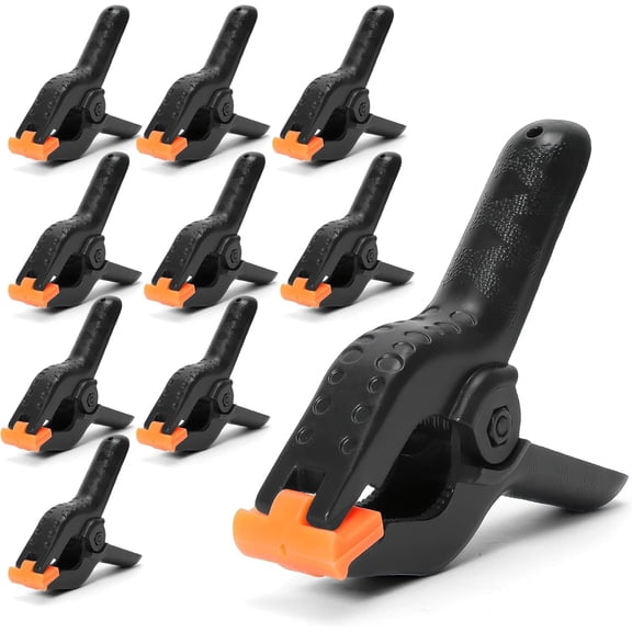 Spring Clamps Heavy Duty 4.5 Inch 10 Pack - Plastic Rust Proof Clamps with Non-Slip Pads for Backdrop, Crafts, Woodworking, Photography | Multipurpose Holders for Tarps, Pool Covers & Gluing