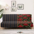 thumbnail image 3 of Yuyamidu Christmas Futon Cover Armless Sofa Covers Poinsettia Stretch Futon Couch Cover Easy to Install Sofa Bed Slipcover Protector Gift for Holiday, 3 of 8