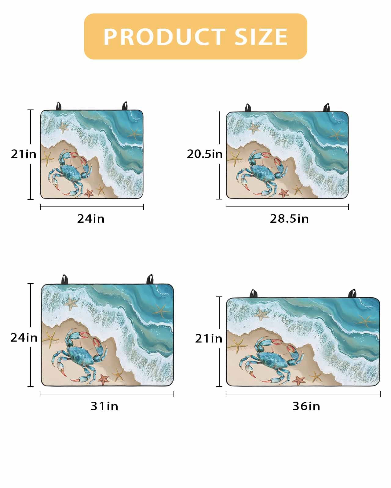 nqOlkjepod Large Induction Cooktop Protector Mat 24"x21", Ocean Crab Stove Top Covers for Electric Stove, Beach Starfish Seashore Gradient Sea Waves Stove Burner Cover Mats, Glass Top Stove Cover