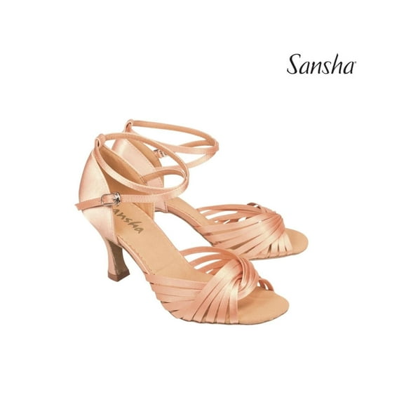 SANSHA ASHLEY Women's Flared-Heel Suede-Sole Ballroom Shoes