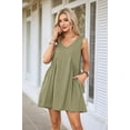 thumbnail image 5 of Women's Sleeveless V-Neck Mini Dress Beach Casual Sundress Summer Vacation Outfit Gray-green XS, 5 of 7