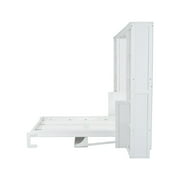 Euroco Wood Queen Size Murphy Bed with Desk and Shelves, Space-Saving Wall Bed for Bedroom
