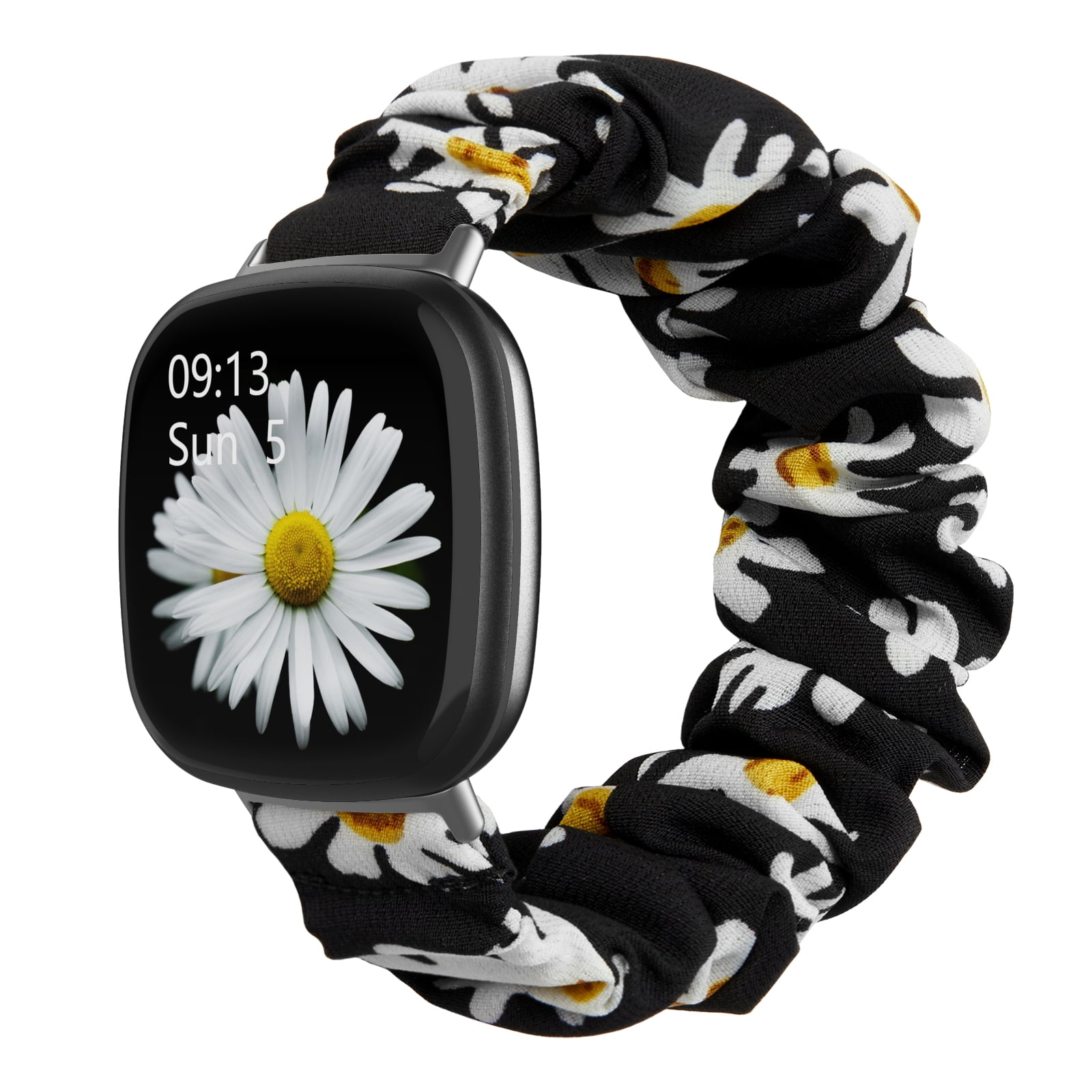 Bands for Women and Girls Liwin Scrunchies Bands Compatible with Fitbit Sense/Versa 3 Elastic Printed Strap Accessories Replacement Scrunchy Wristband for Sense/Versa 3 Smartwatch 
