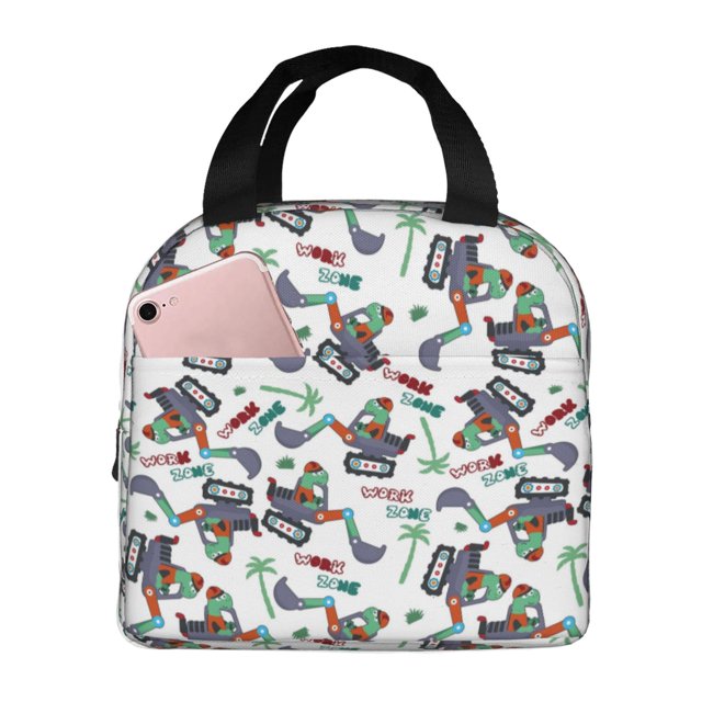 Disketp Dinosaur on Excavator2 for Insulated Lunch Bag for Women and Men, Perfect for Work, Hiking, Picnic