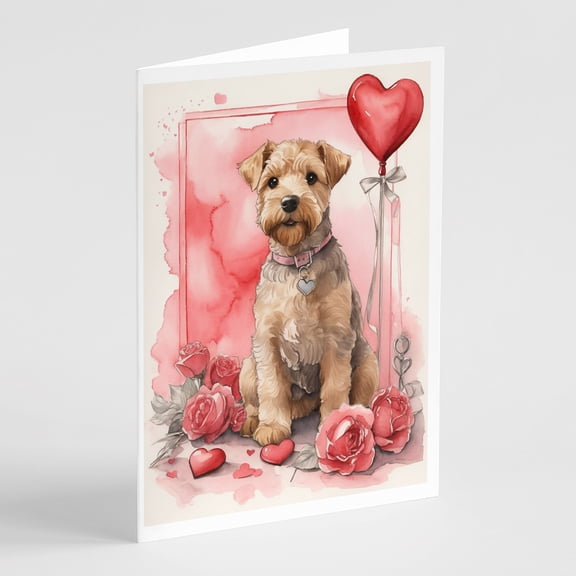 Lakeland Terrier Valentine Roses Greeting Cards Pack of 8 7 in x 5 in