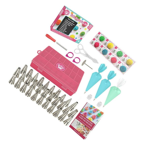 52pcs Cake Decorating Kit Stainless Icing Tips and Bags Steel Cake Decorating Supplies with PE Reusable Bag Household Icing Tips
