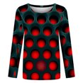 thumbnail image 4 of Blusa de cuello redondo de manga larga con estampado degradado de novedad clásica para mujer Pompotops gfhjh19300, 4 of 5