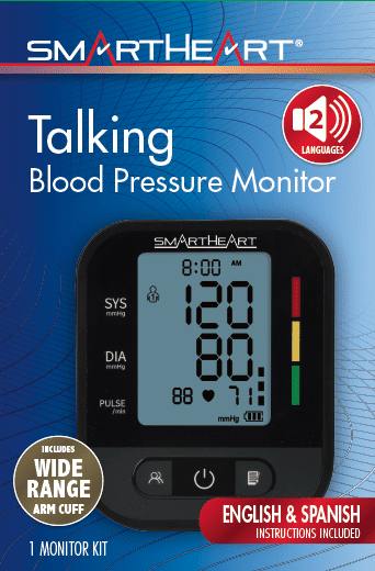 SmartHeart Talking Blood Pressure Monitor | Wide Range Arm Cuff |Two Language Announcements English Spanish | 2 Person Memory | Advanced Features