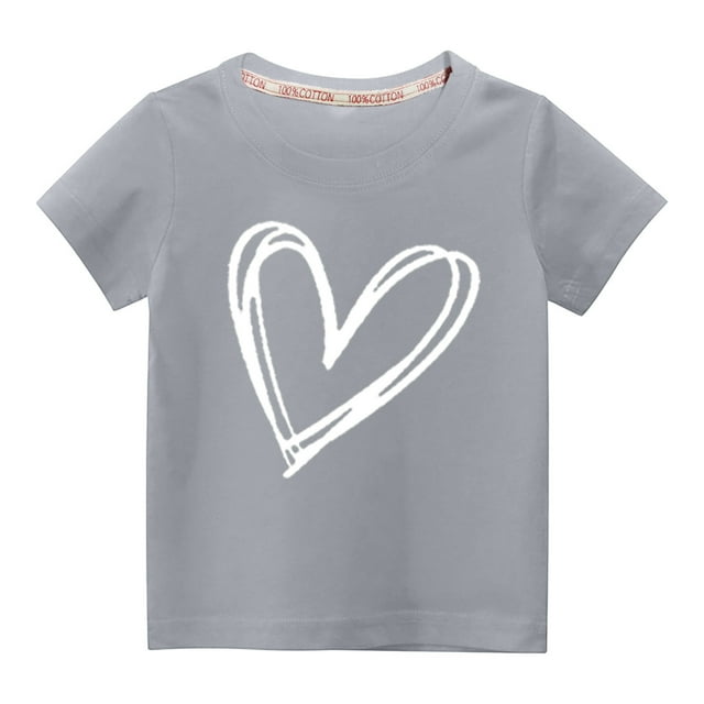 Wolfast Cadeaux de la Saint-Valentin pour Filles Tout-Petits Garçons Filles Mode Mignon Col Rond Imprimé Manches Courtes Haut Fille Tout-Petit Cadeau de la Saint-Valentin