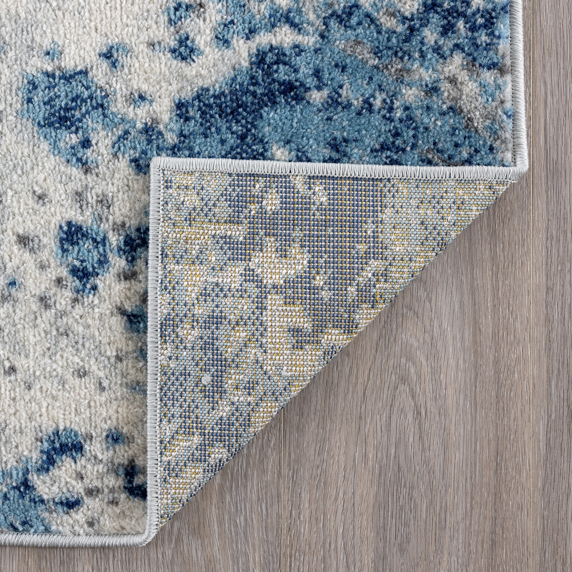 Diamond Contemporary 8' x 10' Blue and Cream Polypropylene Indoor Area Rug