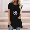 thumbnail image 1 of Mode Femme Décontractée Imprimé Col Rond T-shirt Manches Courtes Ample Blouse Pull, 1 of 5