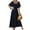 Navy, variant on CharmCyan Women Square Neck Short Sleeve Maxi Dress Elegant Loose Fit Flowy Long Dress Summer Casual Solid A Line Sundress Beige L