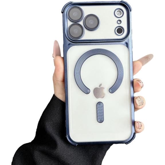 Four Corners Camera Matte Shockproof Clear Magnetic Phone Case for iPhone, Compatible with (iPhone 17 Pro,Blue)