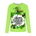 thumbnail image 3 of QIPOPIQ T-Shirts à Manches Longues pour Femmes à Col Rond St. Patrick's Day T-Shirts à Col Rond T-Shirt Imprimé Trèfle T-Shirt Vert Chanceux St Patricks Day Chemises T-Shirt Long Hauts Chemises de Vacances Aubaines, 3 of 4