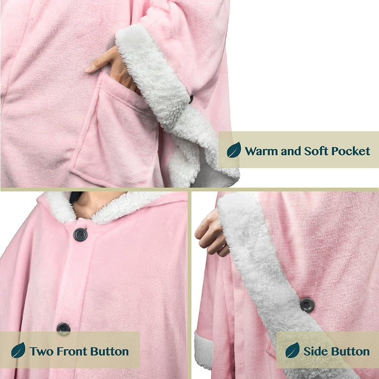 PAVILIA Angel Wrap Hooded Blanket, Wearable Blanket Women, Cozy Poncho Wrap  Throw for Adult, Plush Soft Sherpa Fleece Cape Shawl with Pockets Hood,  Gift for Wife Mother, Light Pink : : Home
