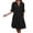 Black-L, variant on Women Loose Half Sleeve a Line Dress Pleated V Neck Dresses with Pockets