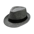 thumbnail image 2 of Woshilaocai Mens Classic Fedora Wide Brim Panama Dress Hat,Gray,One Size, 2 of 3