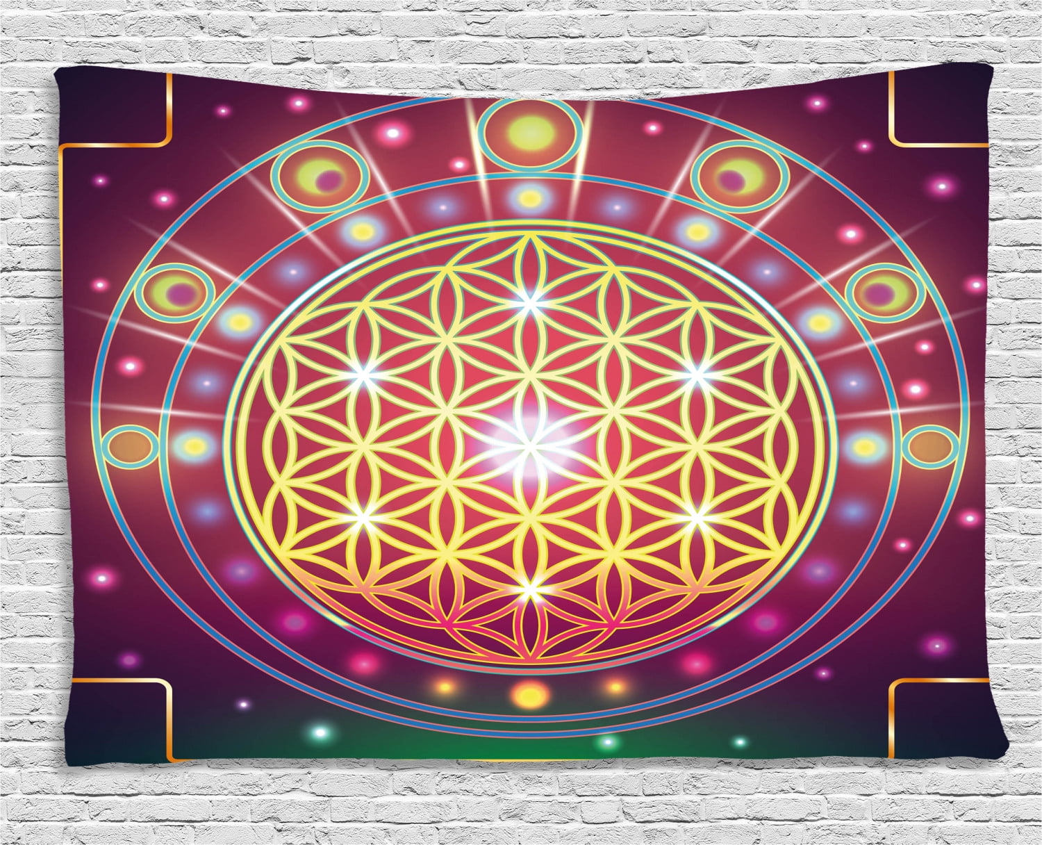 Sacred Geometry Tapestry, Spiritual Symbolic Abstract Shapes Mathematics and Artsy Digital Print ...