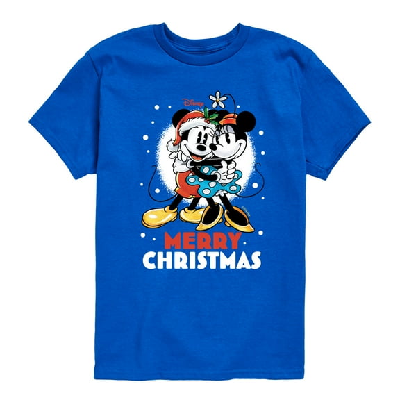 Disney - Merry Christmas Mickey And Minnie - Youth Short Sleeve Graphic T-Shirt