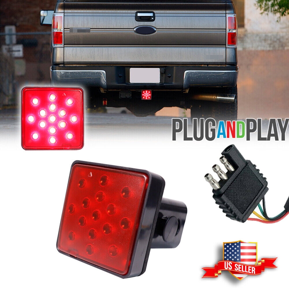 GTINTHEBOX Red Lens 15LED Brake Light Trailer Hitch Cover Fit Towing