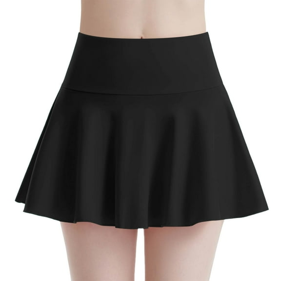 BUWTTER Womens Skirts Comfortable Pleated Yoga High Waist Sport Half Running Quick Dried Tennis Golf Short Black Skirt L