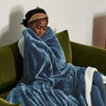 thumbnail image 4 of Sherpa Fleece Blankets Queen Size for Bed - Thick and Warm Blanket for Winter, Soft Fuzzy Plush Queen Blanket for All Seasons, Slate Blue, 90x90 Inches, 4 of 9