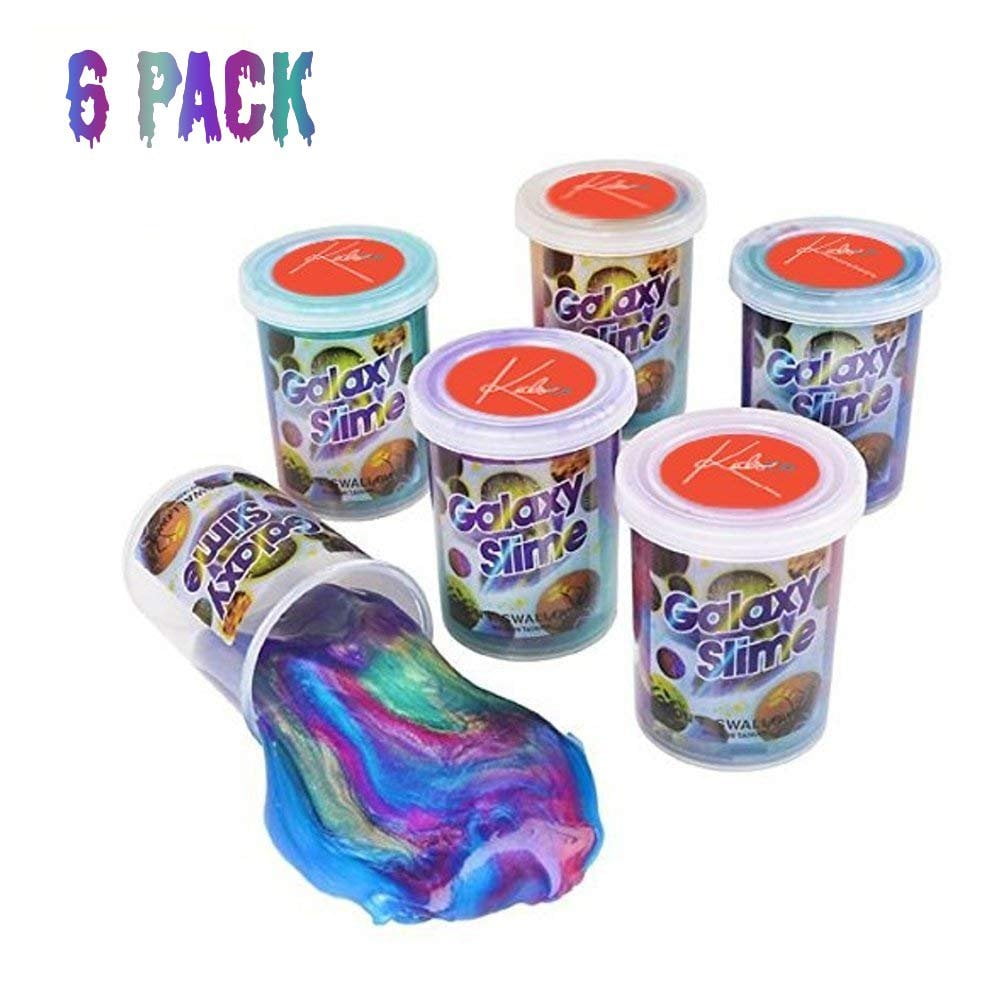 Kicko Marbled Unicorn Color Slime - Pack of 6 Colorful Galaxy Sludgy Gooey Fidget Kit for Sensory and Tactile Stimulation, Stres