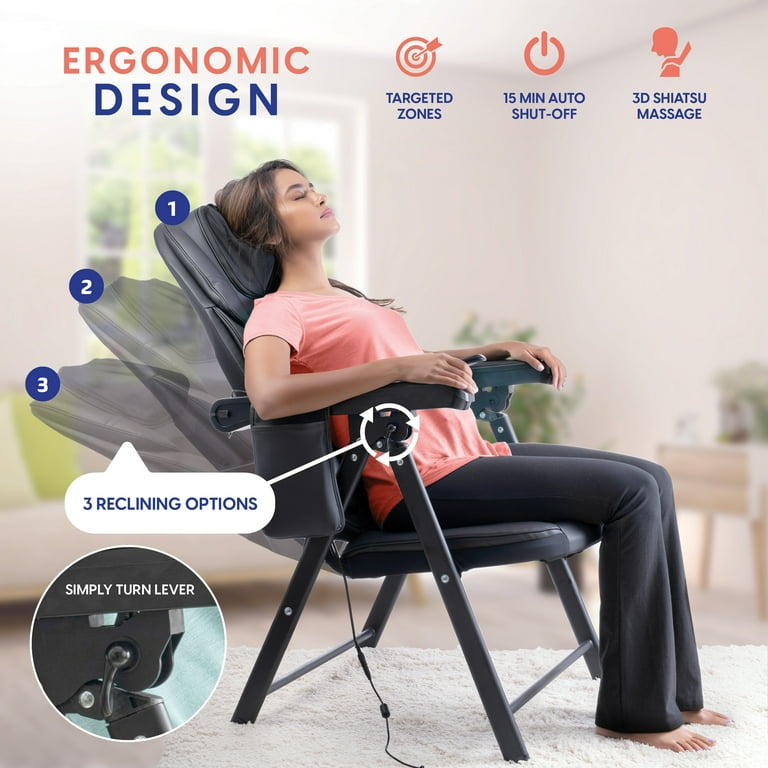 Comfier Portable Folding Massage Chair-Shiatsu Neck and Back Massager