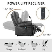 Triple Tree 180° Power Lift Recliner Chair, Massage and Heat, USB Ports, 300 lb, Gray