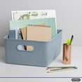 thumbnail image 3 of Decorative Plastic Open Home Storage Bins Organizer Baskets, Blue (Set of 4) 1 Large, 1 Medium, 2 Small - Container Boxes for Organizing Closet Shelves Drawer Shelf - Ribbed Collection, 3 of 6