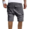 thumbnail image 4 of Outfmvch Cargo Pants For Men Mens Shorts Men'S Summer Casual Solid Shorts Drawstring Pocket Button Shorts Pants Long Johns For Men Gray 3Xl, 4 of 9