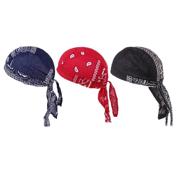 Wxqbjtam 3PCS Men's Cotton Soft Chemo Cap Durag Beanie Hat Head Scarf Cover Skull Cap