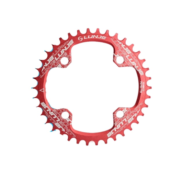 Greeniant Platos anchos y estrechos redondos 36T CNC rueda de cadena de bicicleta de montaña 4 agujeros piezas de placa de anillo de Ciclismo Rojo 36T