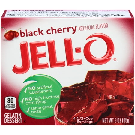 (3 Pack) Jell-O Black Cherry Instant Powdered Gelatin Dessert, 3 oz