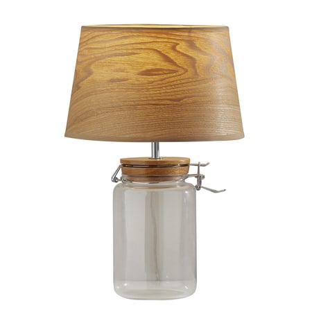 Simplee Adesso Hope Himalayan Salt Table Lamp, Black Metal, Pink Himalayan Salt Rock and Natural Wood