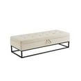 thumbnail image 4 of Storage Ottoman Bench with Flip Top, 58.6" Storage Bench for Bedroom in Velvet, End of Bed Storage Bench with Security Hinges, Ottoman with Storage for Living Room, Entryway, Foot of Bed, Beige, 4 of 9