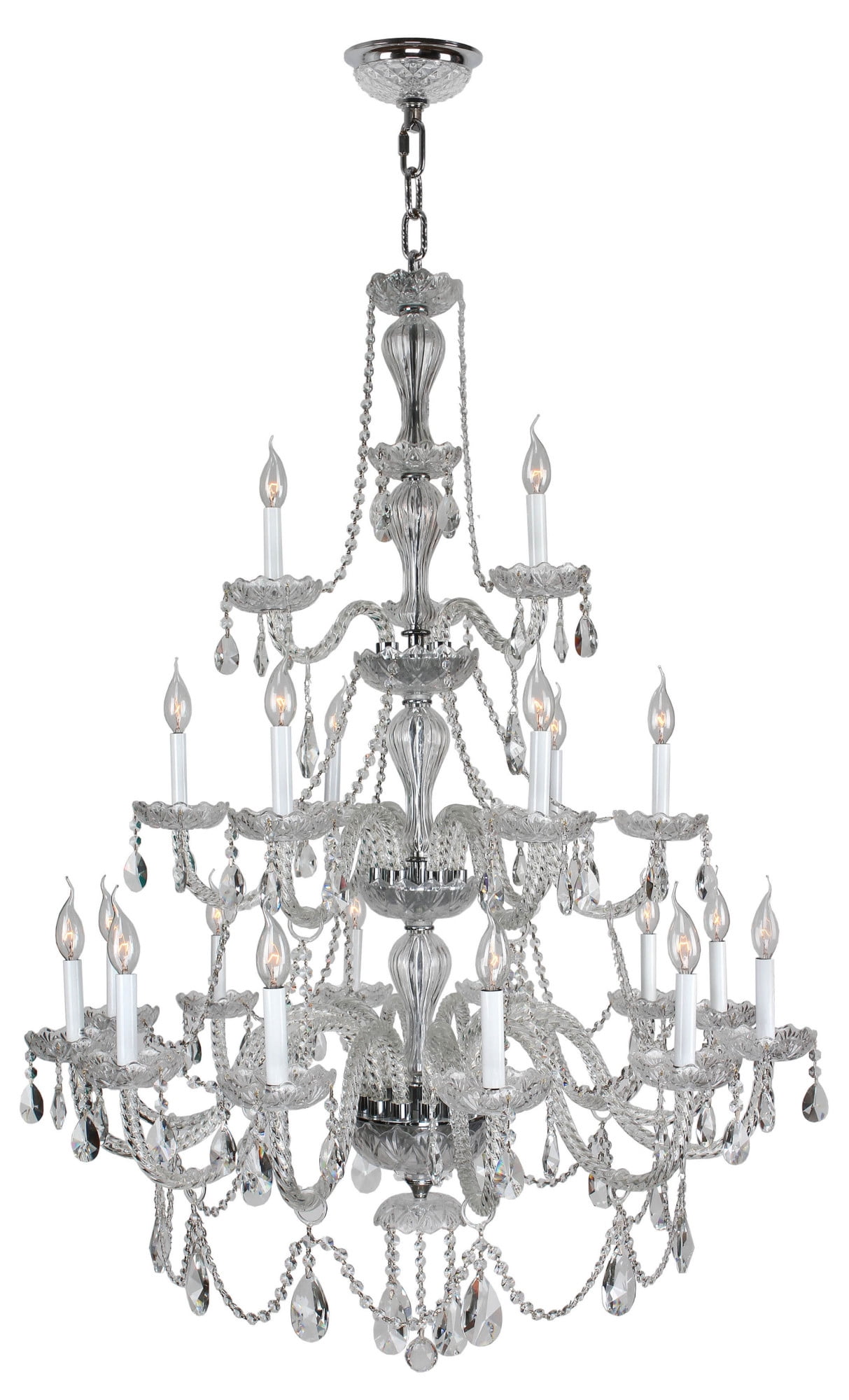 Provence Collection 21 Light Chrome Finish and Clear Crystal Chandelier 38