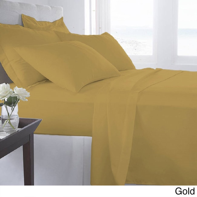 Luxury Home Super-Soft 1600 Series Double-Brushed 6 Pcs Bed Sheets Set (King, Gold)