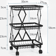 thumbnail image 2 of Adjustable Metal Kitchen Rack With Rolling Wheels For Spacious Fruit Storage, 2 of 7