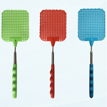 3 Pieces Fly Swatter Extendable Fly Swatter Telescopic Fly Swatter Manual Heavy Duty Plastic Flyswatter with Extendable Stainless Steel Handle(Red, Green, Blue)