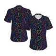 thumbnail image 3 of Yiaed Colored Hearts Print Women's T Shirt V-Neck Short Sleeve Shirt Casual Breathable Tee Summer Tops-X-Large, 3 of 5