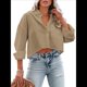 thumbnail image 3 of Camisas de Mujer con Botones, Tops Casuales de Larga, Blusa con Solapa y Bolsillo en el Pecho Caqui S, 3 of 8