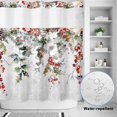 thumbnail image 4 of No Hook Shower Curtain with Built-in Rings - Watercolor Vintage Christmas Branch Washable Waterproof Fabric Bathroom Curtains for Hotel,Rentals, 66 X 72 Inch Long , Winter Holly Berry, 4 of 9