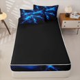 thumbnail image 4 of Homewish Blue Wild Lightning Zipper Twin Comforter Sets with Fitted Sheet and 2 Pillowcases,Modern Abstract Art Zipper Bedding Set,Black Reversible,4pcs, 4 of 8